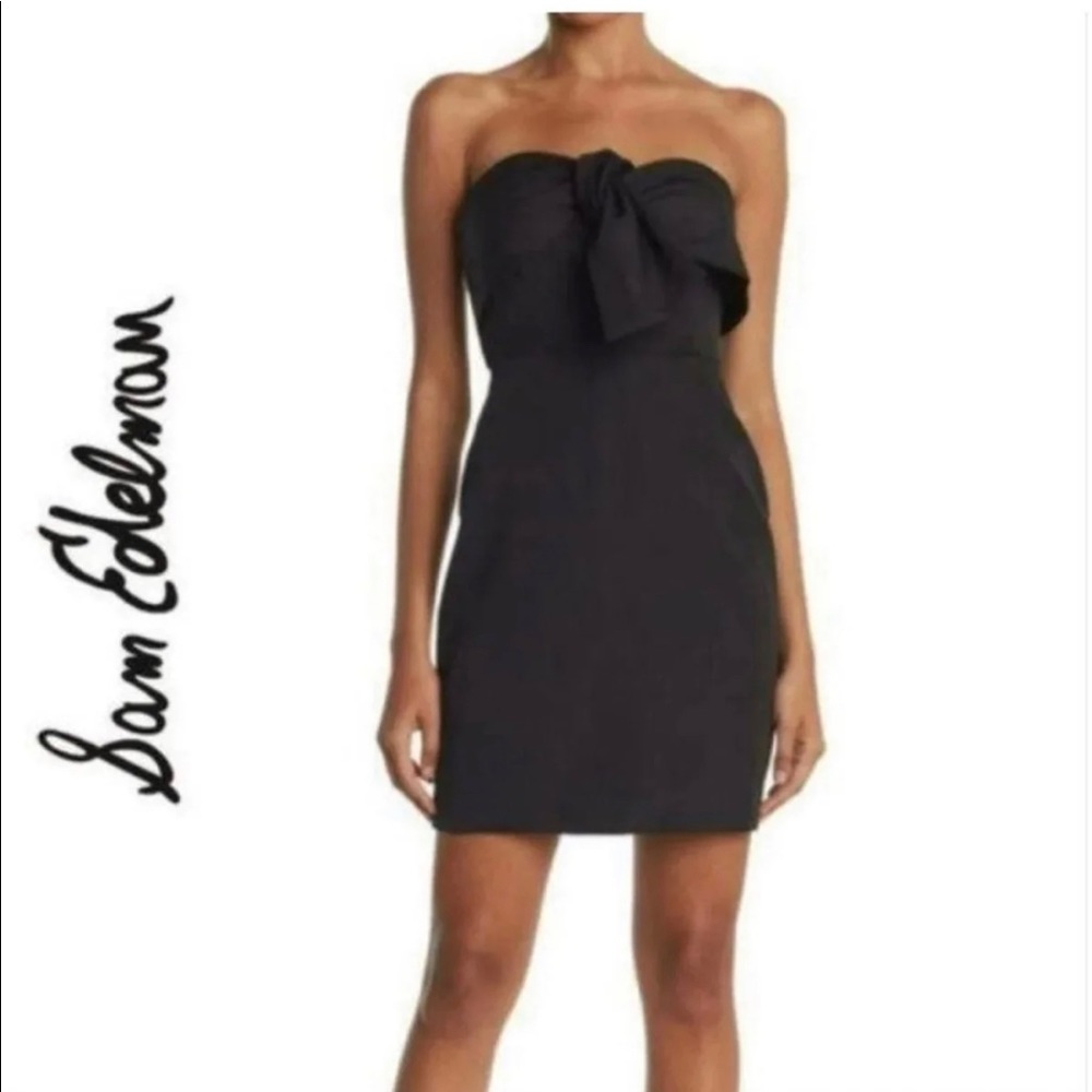 Sam Edelman strapless black dress with front bow. Size 8. NWT. $128